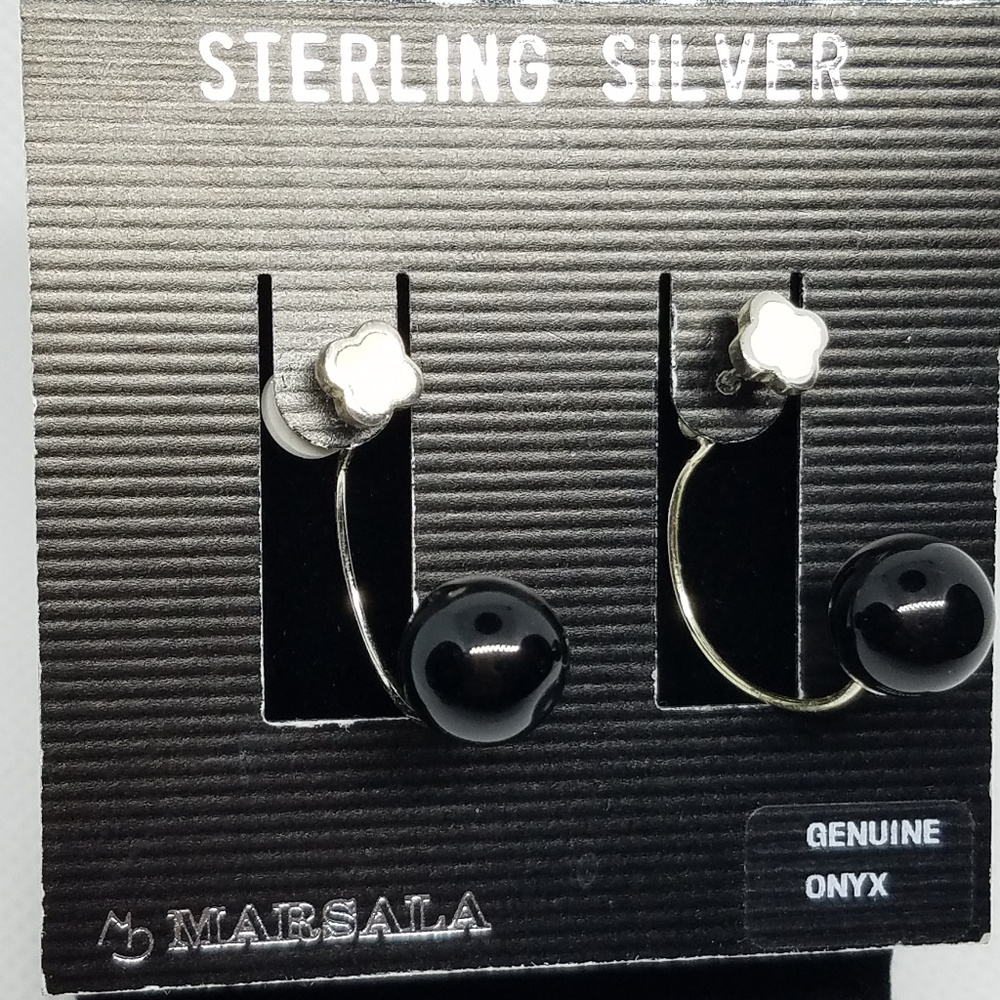 Sterling Silver Convertible Onyx/Enamel Earrings